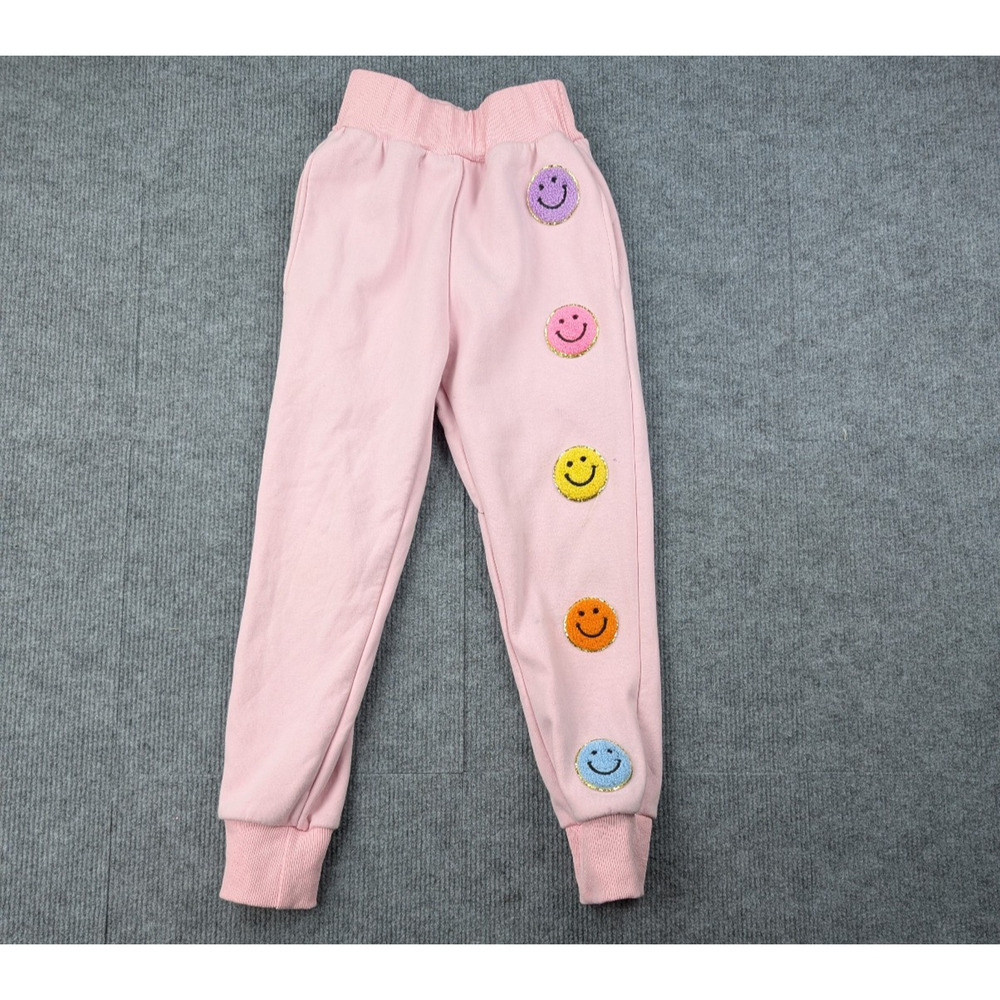 Lola And The Boys Joggers Kids Girls 8 Pink Smiley Face Sequin Athleisure Preppy
